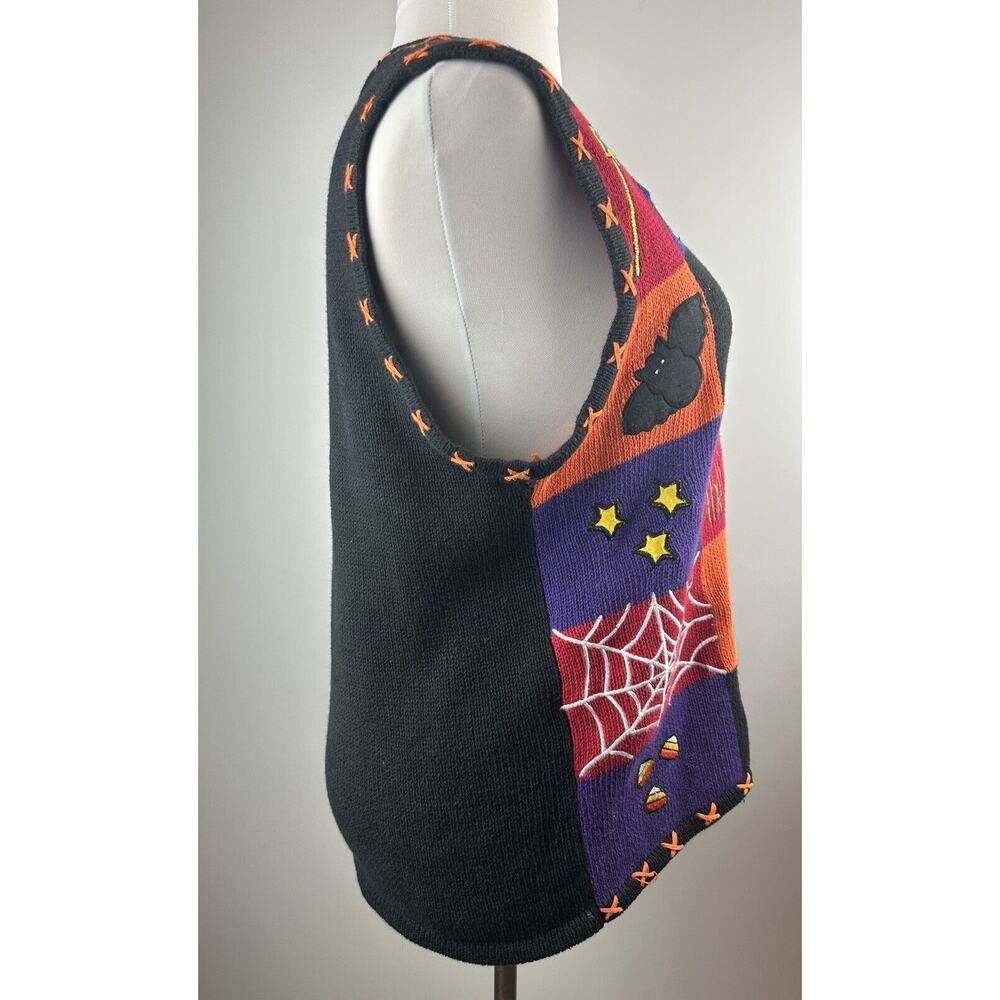 Bobbie Brooks Halloween Knit Vest Trick Or Treat Pumpkin Patch Color Block Large - Picture 3 of 12